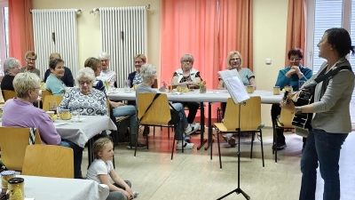 Irene Meier bei ihrem Auftritt im Pechbrunner Sportheim (Bild: Markus Renner)