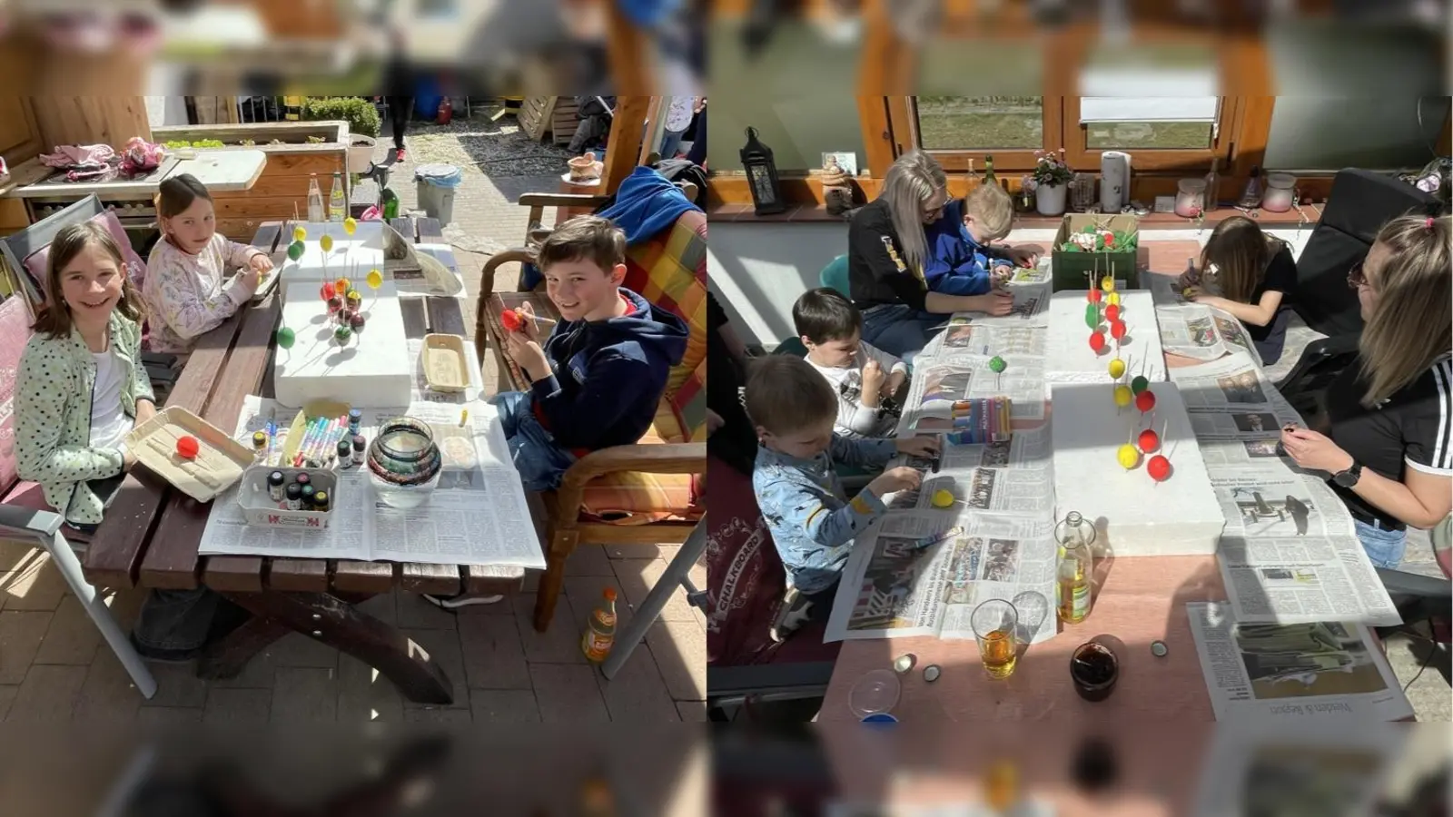 Kinder verzieren Eier für den Osterbrunnen (Bild: Markus Pschierer)