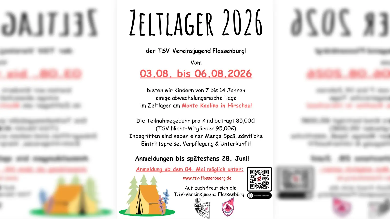 Plakat für das Zeltlager 2026 der TSV Vereinsjugend Flossenbürg. (Bild: Jonas Meiler)