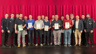 Im Rahmen des Kameradschaftsabends ehrte die Wehr zahlreiche Speinsharter für 60, 50, 40 und 25 Jahre Mitgliedschaft bei der FFW.  (Bild: Robert Dotzauer)