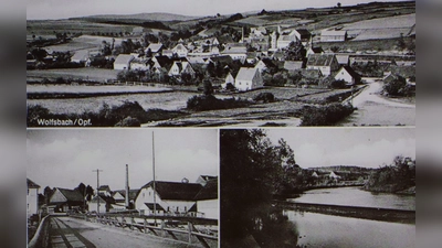 Bilder einer Ansichtskarte von 1960 aus Wolfsbach. Damals fand man im Ort noch eine Mühle, zwei Gasthäuser, ein Sägewerk, ein Gut mit Brennerei sowie eine Gemischtwarenhandlung und ein Schulhaus. (Repro: Michael Rabenhofer )
