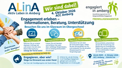Die Freiwilligenagentur „Engagiert in Amberg“ ist bei „ALinA 2026“ im Amberger Congress Centrum vertreten. (Bild: exb)